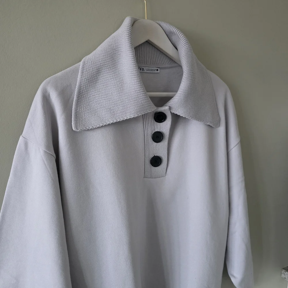 NWOT Zara M 90s Modern Preppy Elevated Loungewear Normcore Collar Knit Sweater - Picture 7 of 15